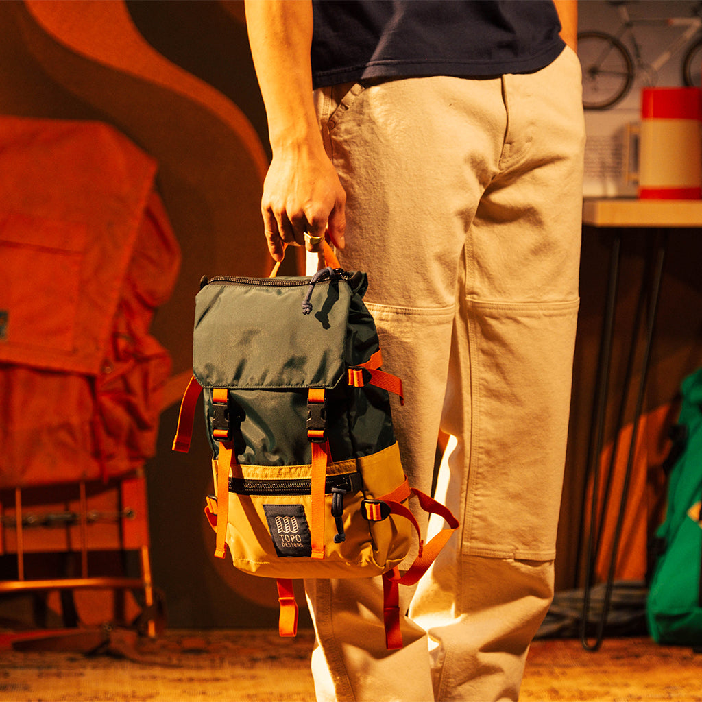 General image of Rover Pack Mini in "Forest / Goldenrod"