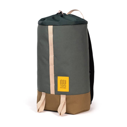 Front View of Topo Designs Cosmos Backpack in "Forest / Desert Palm"