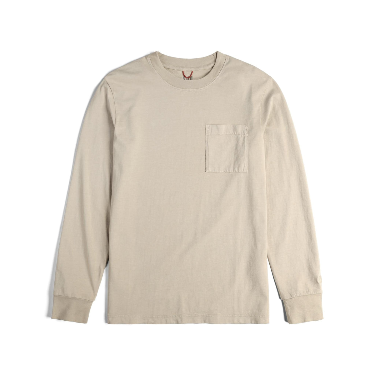 Front View of Topo Designs Dirt Pocket Tee Long Sleeve - Men's in "Cobblestone"