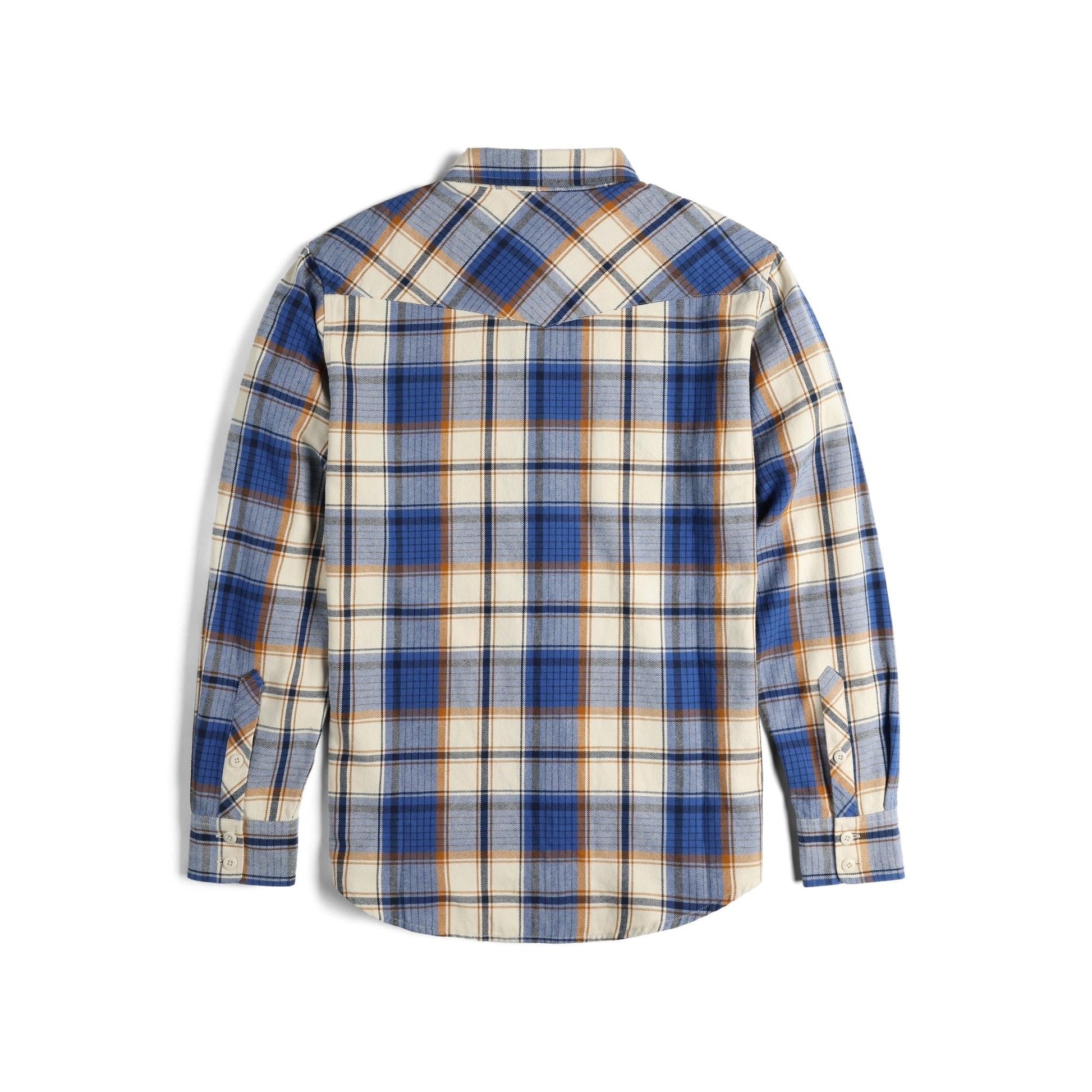 Back View of Topo Designs Mountain Shirt Long Sleeve - Men's in "Midnight / Cobalt Multi"