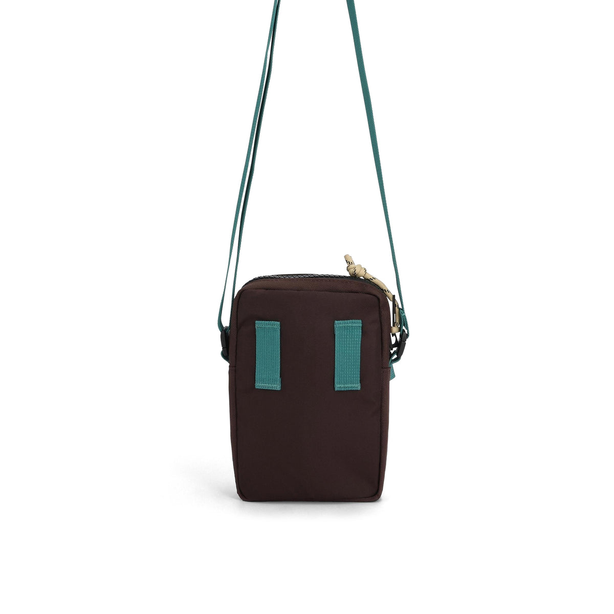 Back View of Topo Designs Mini Shoulder Bag in "Clay / Chocolate"