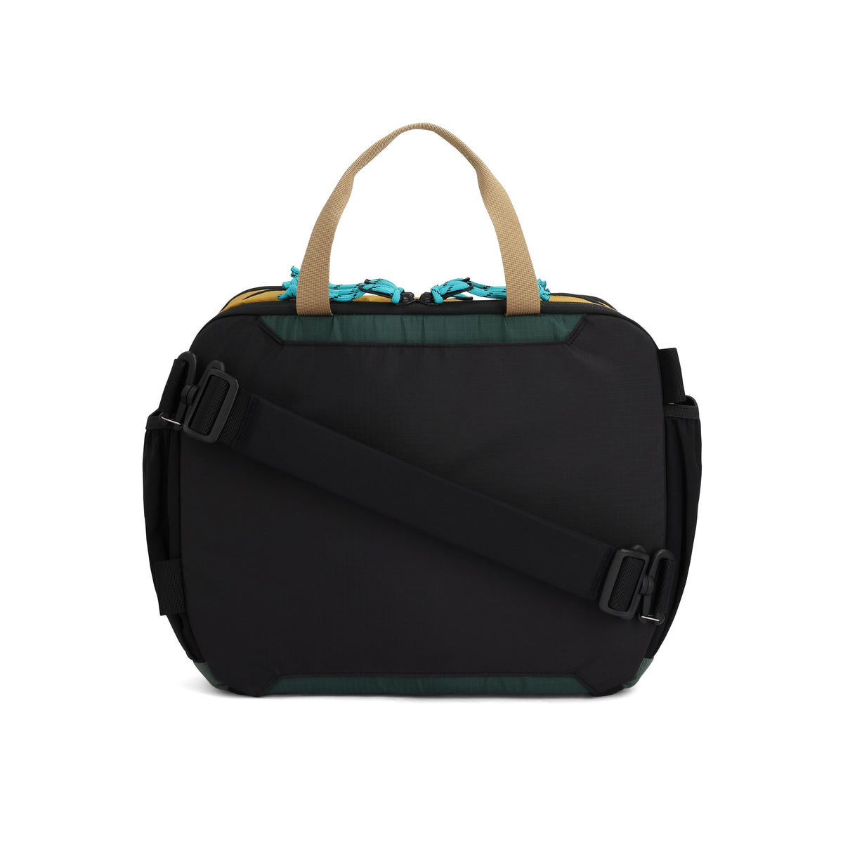Back View of Topo Designs Mountain Cross Bag in "Mustard / Forest"