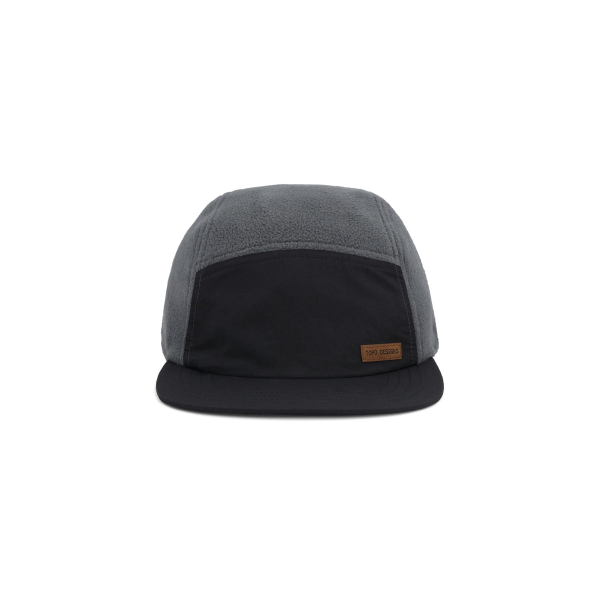 Front View of Topo Designs Full Dome Fleece Cap in "Asphalt / Black"