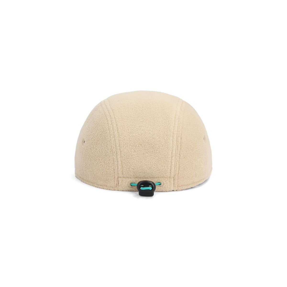 Back View of Topo Designs Full Dome Fleece Cap in "Oatmeal / Pond Blue"