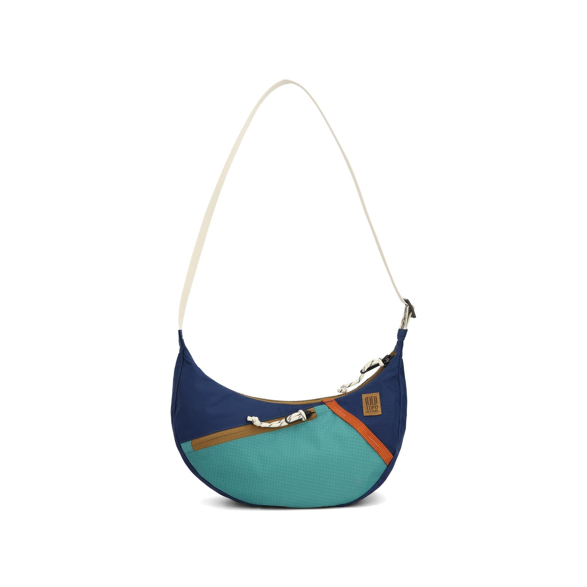 Front View of Topo Designs Moonlight Crossbody Bag in "Midnight / Caribbean"