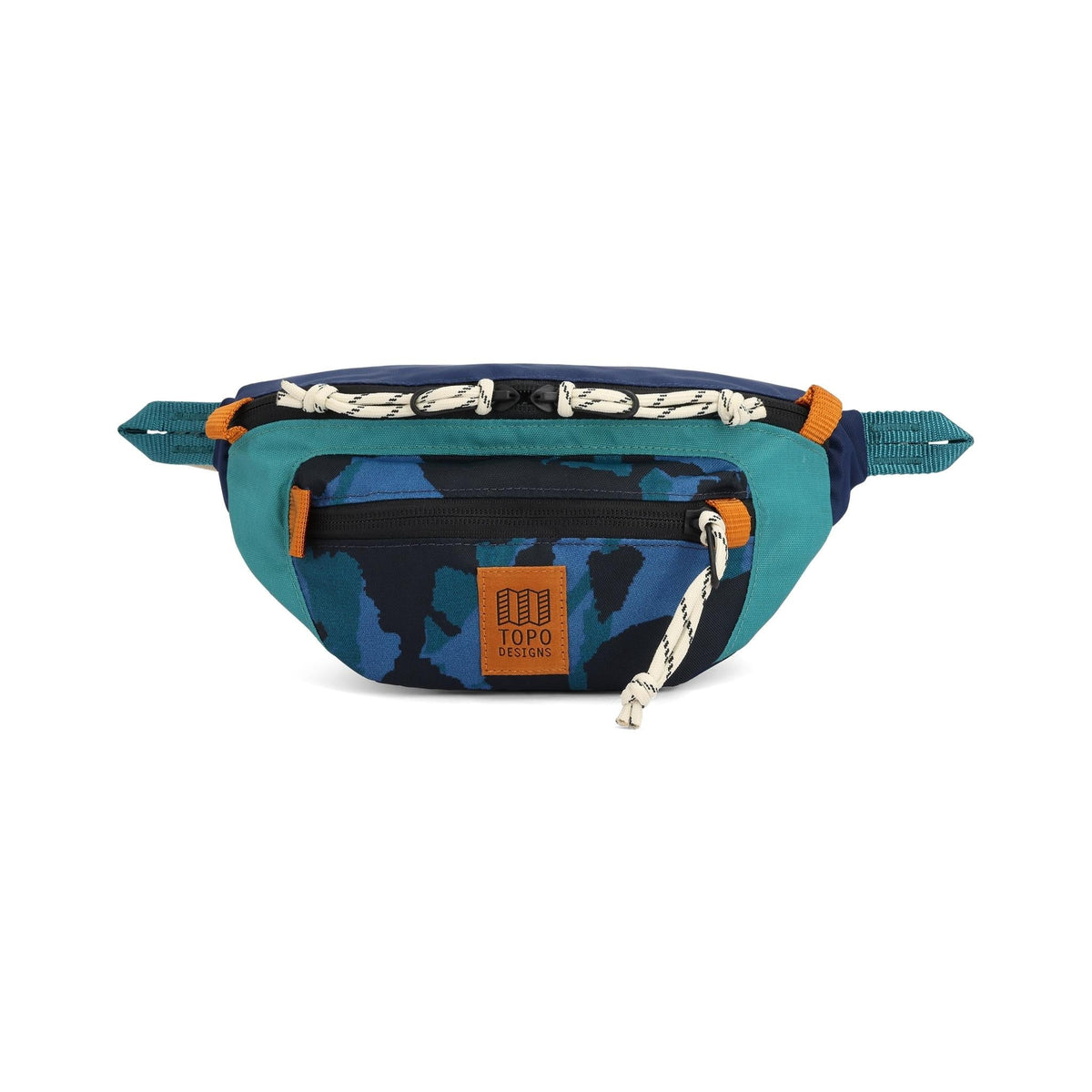 Front View of Topo Designs Mountain Waist Pack in "Black / Tectonic"