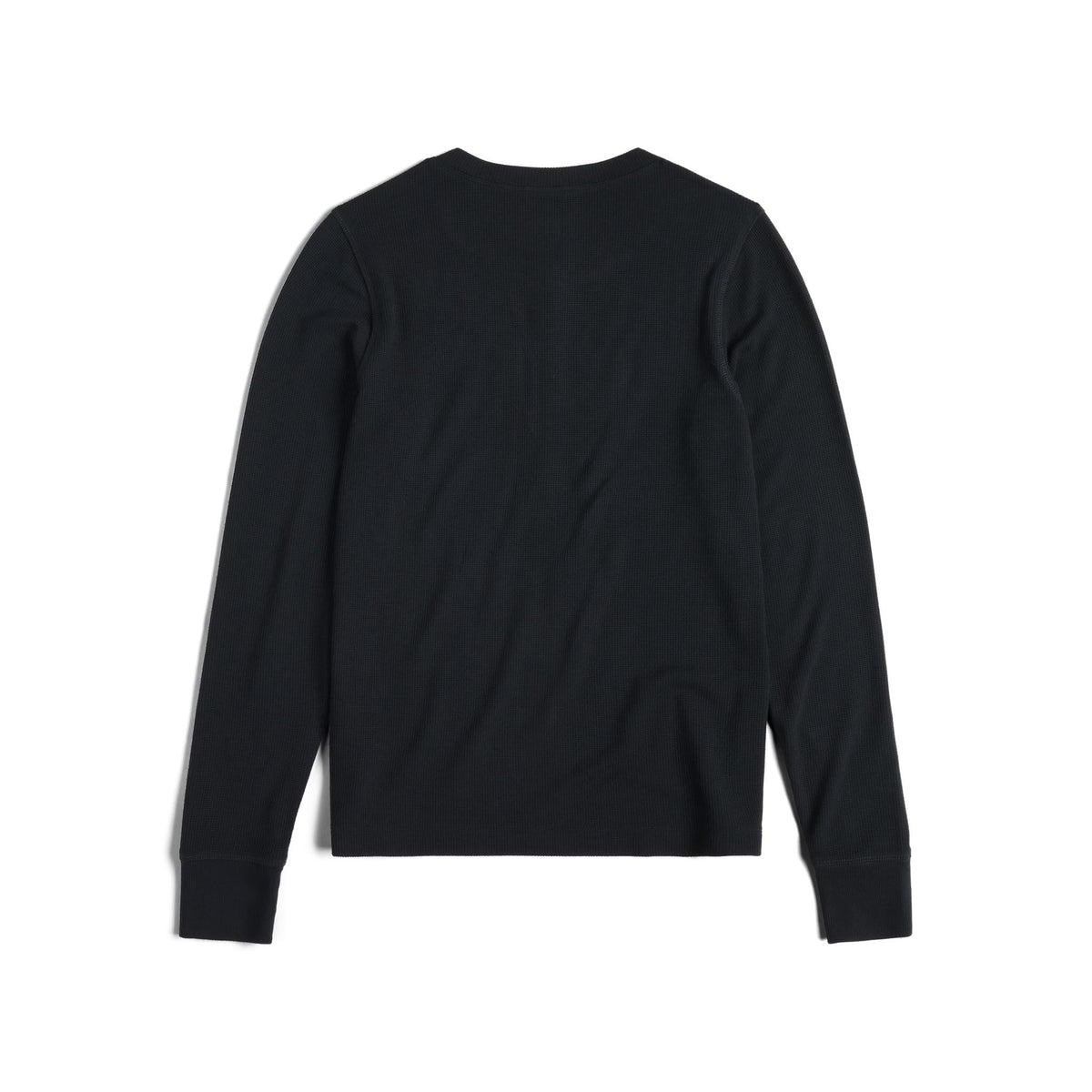 Back View of Topo Designs Global Waffle Henley - Women's in "Black"
