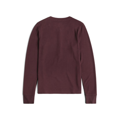 Back View of Topo Designs Global Waffle Henley - Women's in "Huckleberry"