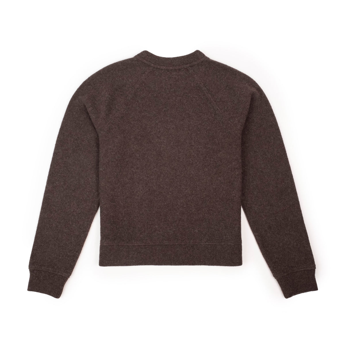 Back View of Topo Designs Global Wool Sweater - Women's in "Chocolate"