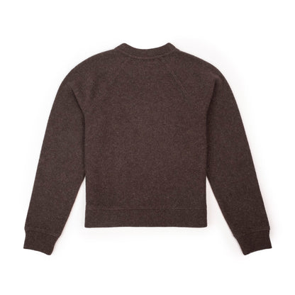 Back View of Topo Designs Global Wool Sweater - Women's in "Chocolate"