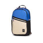 Front Quarter View of Topo Designs Commuter Backpack in "Classic Blue / Bone White"