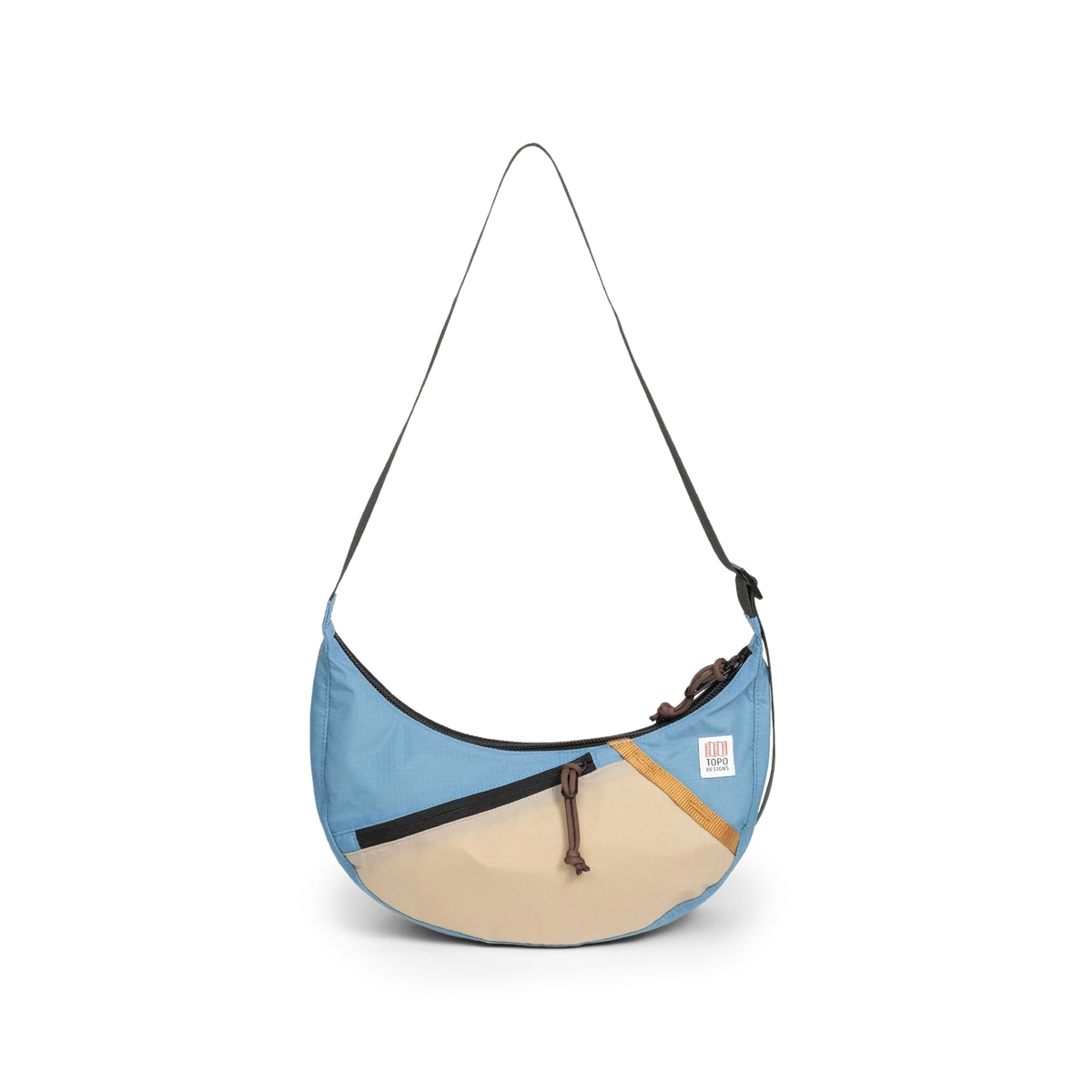 Front View of Topo Designs Moonlight Crossbody Bag in "River Blue / Cobblestone"