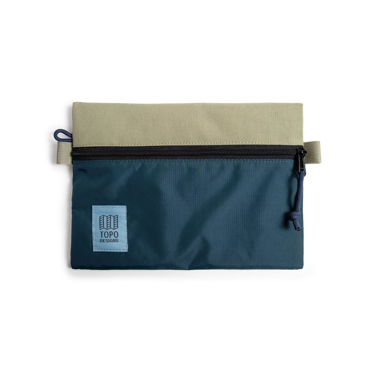 Front View of Topo Designs Accessory Bag "Medium" in "Oil Green / Dark Pine"