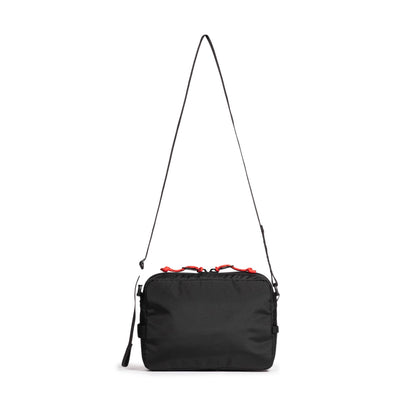Back view of Topo Designs Block Bag in "Black / White Grid"