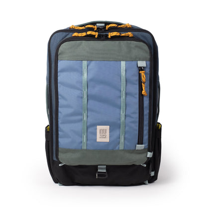 Front View of Topo Designs Global Travel Bag 30L in "Stone Blue / Forest"