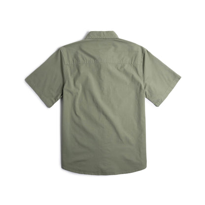 Front View of Topo Designs Dirt Desert Shirt Ss - Men's in "Oil Green"