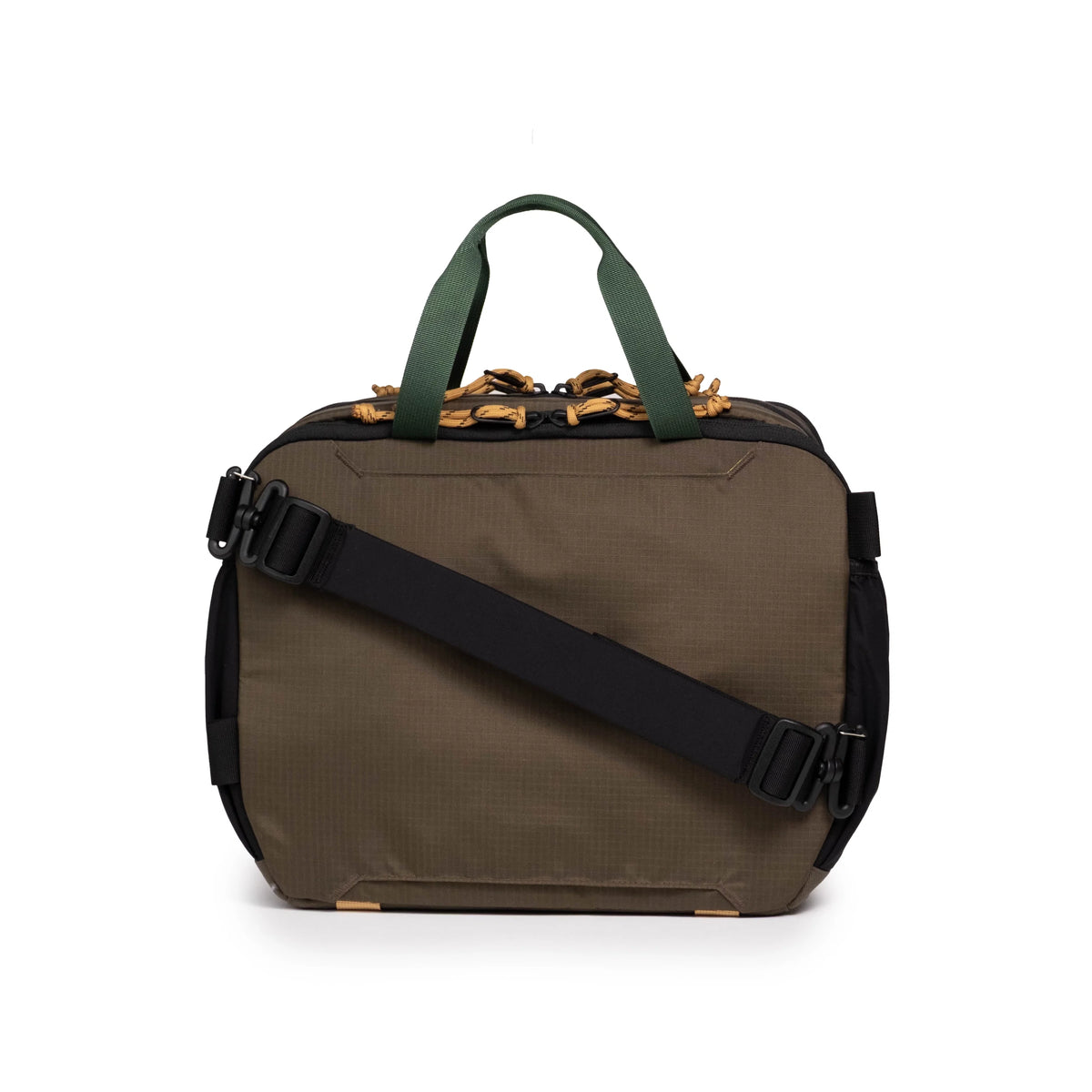 Back View of Topo Designs Mountain Cross Bag in "Woodland / Terracotta"