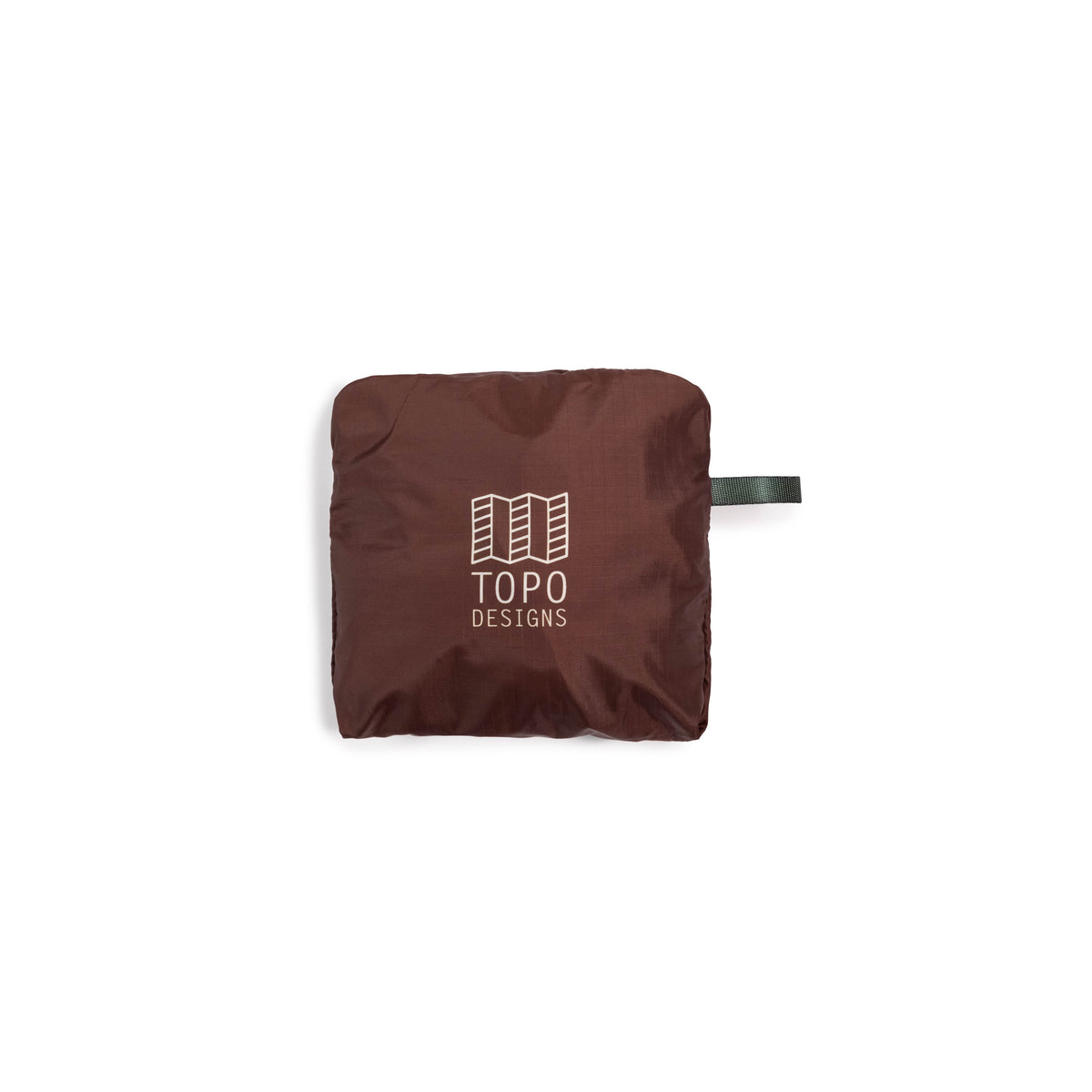 Shot of Topo Designs Packable Tote in "Desert Palm" packed in bag