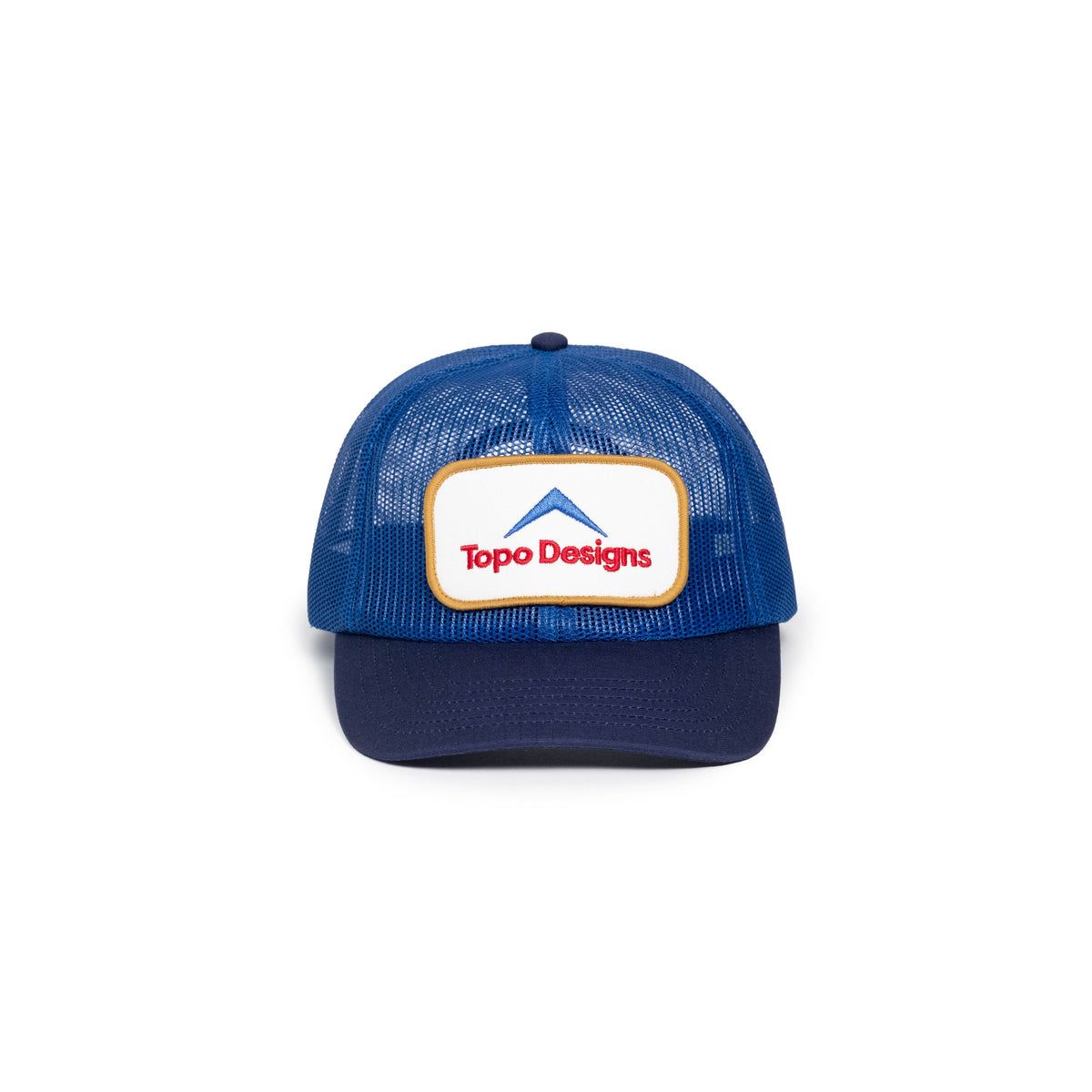 Front white background image of Patch Mesh Trucker - Retro Icon hat in "French Blue"