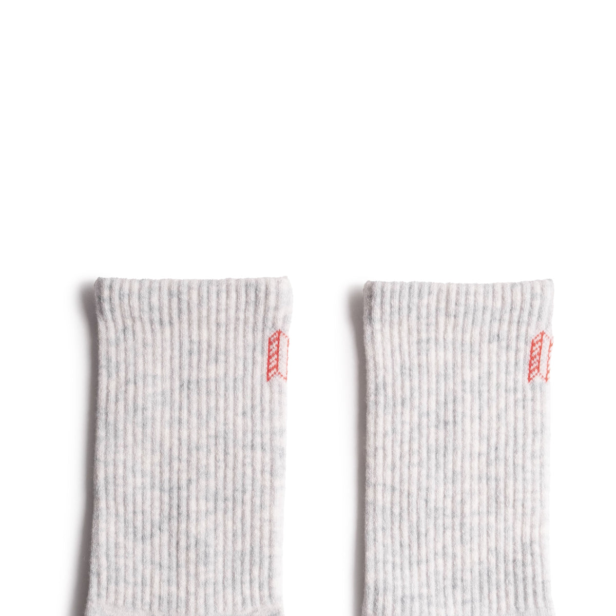 Detail shot of Topo Designs Sport Socks Mid in "Heather Grey / Dark Heather"