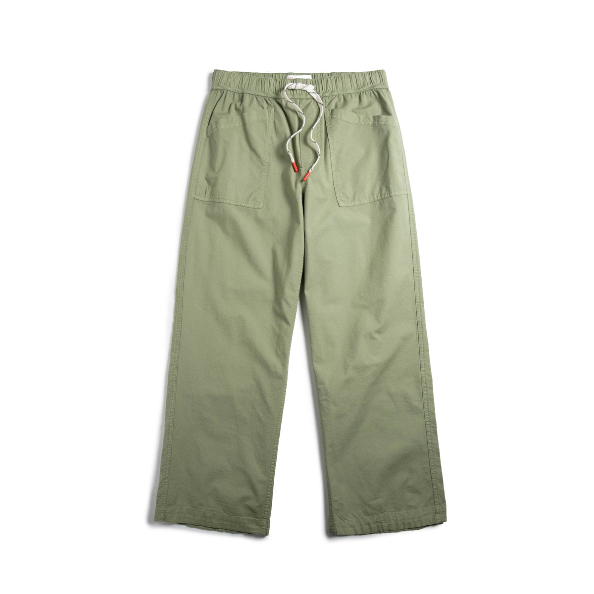White background flat lay front image of Topo Designs Desert Wide Leg Pants - Women's in "Oil Green"