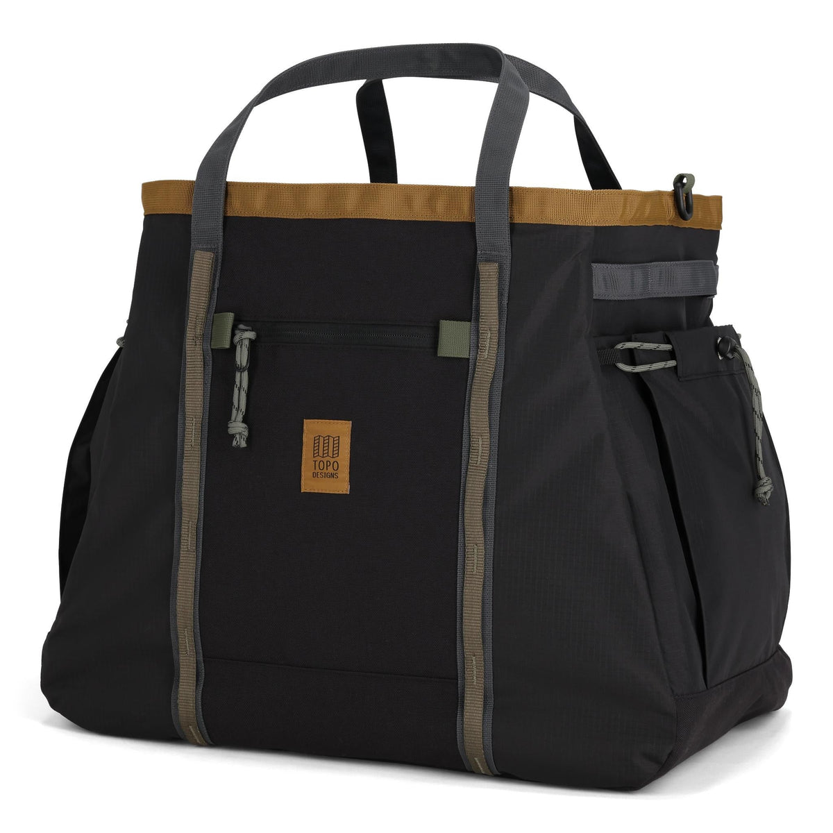 Front View of Topo Designs Mountain Gear Bag in "Black / Neutral"