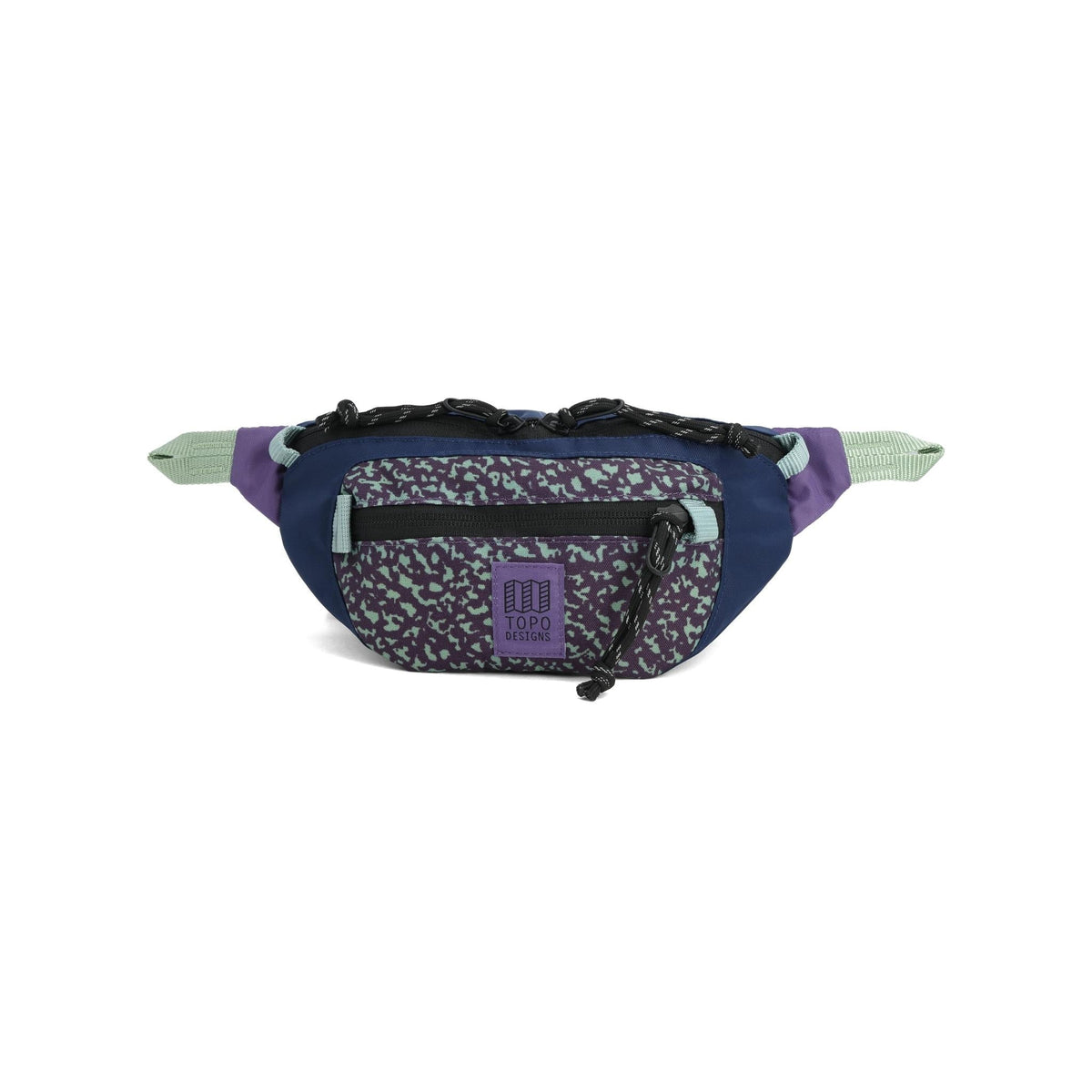 Front View of Topo Designs Mountain Waist Pack in "Loganberry / Crackle"