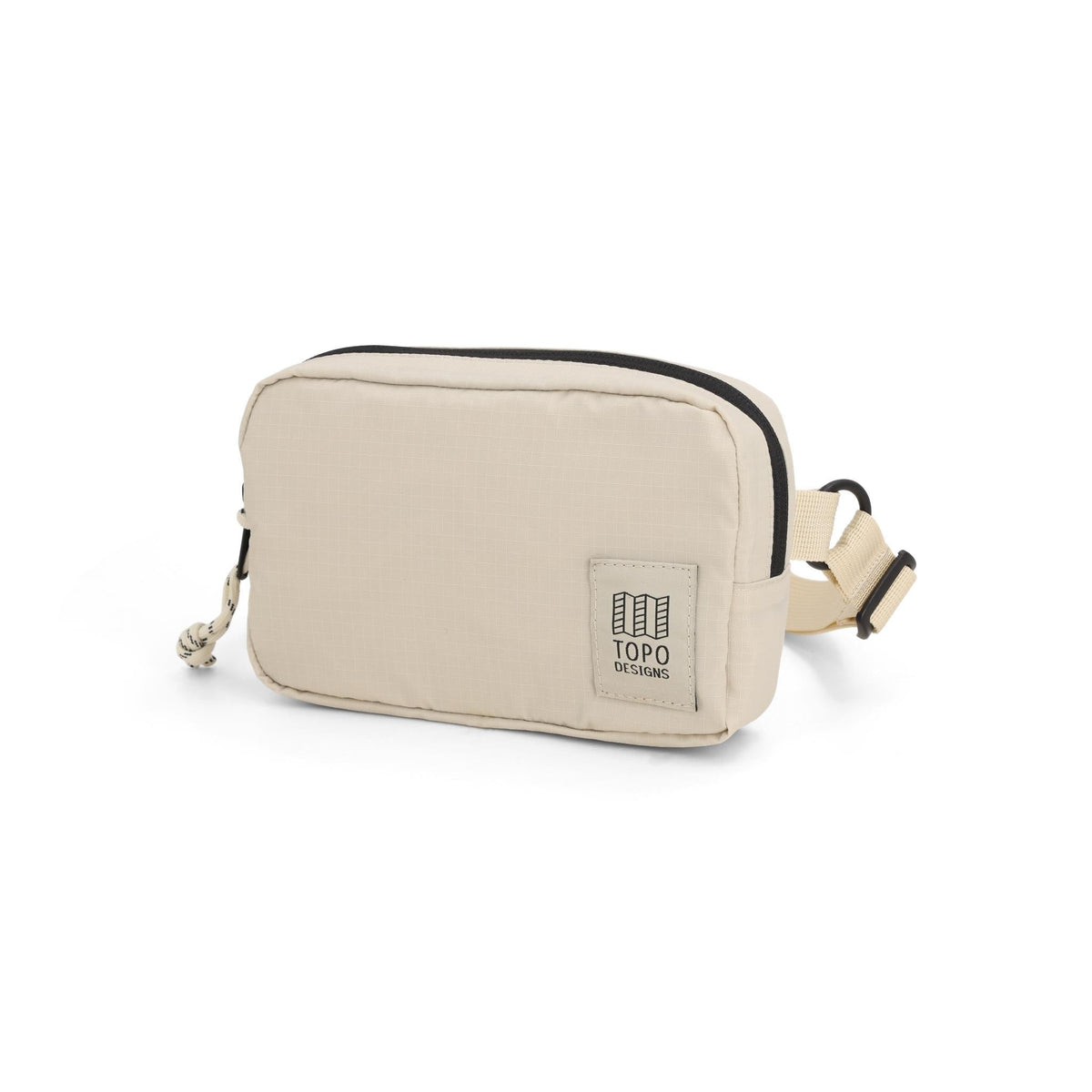 Front View of Topo Designs Ripstop Belt Bag in "Bone White"